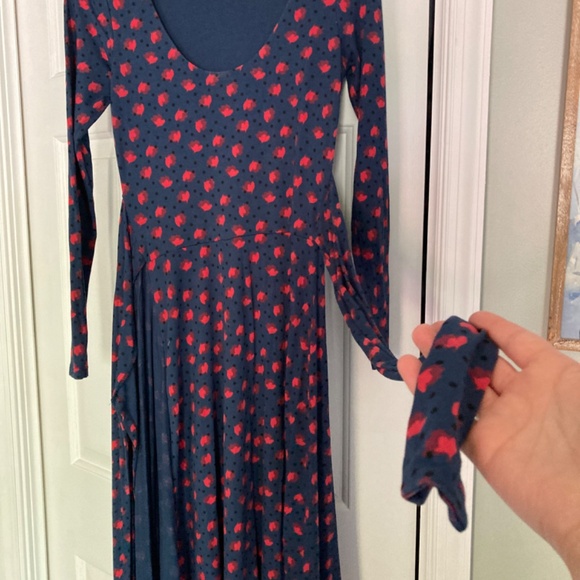 Boden Silvia Jersey “Faux” Wrap Dress Navy Floral Dot Print - Size 4 R - Picture 2 of 9